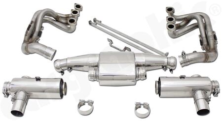 Motorsport System RACING / FIA homologated - - with ID 39, 42-, 45- or 48,40mm RACING manifoldset<br>
- no catalytic converter<br>
- with resonated tailpipe sections<br>
<b>Part No.</b> CARP11FKRRACEKIT