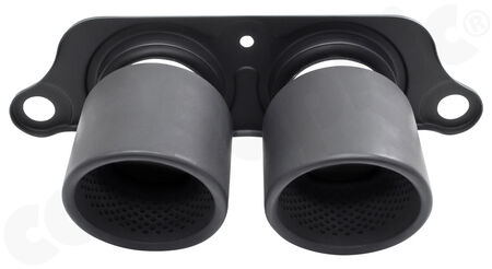 CARGRAPHIC Lightweight Sport Tailpipes - - <b>2x 100mm</b> round, rolled-in<br>
- press-formed base plate<br>
- <b>Matt-Black Thermopaint</b><br>
<b>Part No.</b> CARP91GT3ER2100TP
