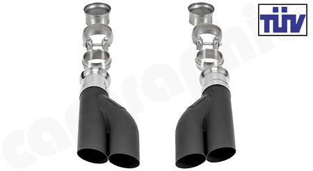 CARGRAPHIC Doppel Endrohrsatz - - 2x 63,5mm rund, schräg der Heckschürze folgend<br>
- mit TÜV Gutachten<br>
<b>Art.Nr.</b> CARP93ERTP