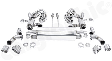 CARGRAPHIC GT Sport Exhaust System - - ID 42mm GT - Manifoldset<br>
- with heating<br>
- no catalytic converters<br>
- <b>dual flow AQ</b> sport rear silencer<br>
- Tailpipe variations Left and Right<br>
<b>Part No.</b> CARP64GTKITLHRH03