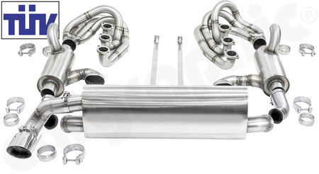 CARGRAPHIC GT Sport Exhaust System - - ID 42mm GT - Manifoldset<br>
- with heating<br>
- 2x 200 cpsi catalytic converters<br>
- <b>2>1 flow AQ</b> sport rear silencer<br>
- Tailpipe variations Left<br>
- with TÜV certificate<br>
<b>Part No.</b> CARP64GTKITLH