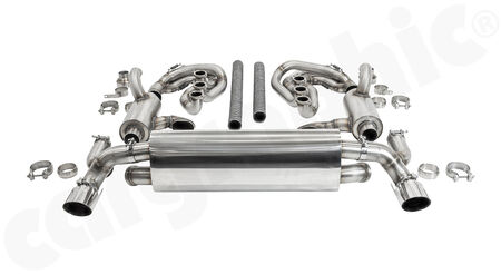 CARGRAPHIC GT Sport Exhaust System - - ID 45mm GT - Manifoldset<br>
- with heating<br>
- no catalytic converters<br>
- <b>dual flow AQ</b> sport rear silencer<br>
- Tailpipe variations Left and Right<br>
<b>Part No.</b> CARP64GTKITLHRH4503