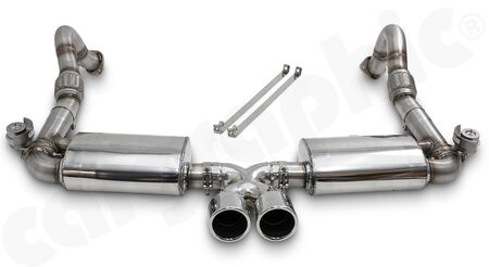 CARGRAPHIC Rear Silencers - - 2x exhaust valves<br>
- 2x 89mm / 3,5"inch tailpipes<br>
- <b>stainless steel mirror polished</b><br>
- <b>SOUND / SUPER SOUND Version</b><br>
<b>Part No.</b> CARP82ETFLAPSS