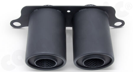 CARGRAPHIC Sport Tailpipes - - Special-Version with Silencer<br>
- 2x 100mm round<br>
- <b>Matt-Black Thermopaint</b><br>
<b>Part No.</b> CARP97GT3361TP