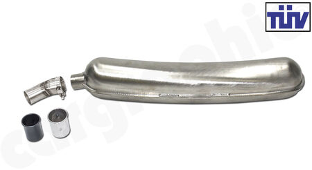 CARGRAPHIC Sport Rear Silencer - - Inlet: <b>Dual flow</b><br>
- Outlet: <b>Left</b> with <b>60mm</b> Tailpipe<br>
- <b>SOUND VERSION with TÜV Certificate</b><br>
<b>Part No.</b> CAR3SS60F