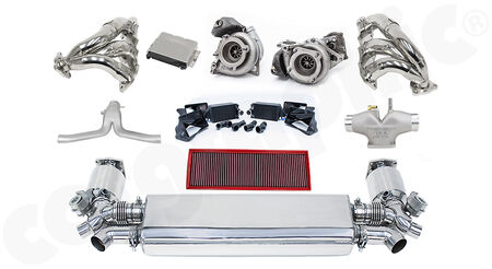 CARGRAPHIC Power Kit 5: RSC-735 - Base: <b>412KW (560PS) / 700NM</b><br>
Optimized: up to <b>540KW (735PS) / 900 NM</b><br>
- <b>with integrated exhaust valves</b><br>
<b>Part.No.</b> LKP91T412S5FLAP 