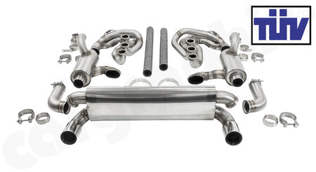 CARGRAPHIC GT Sport Exhaust System - - ID 45mm GT - Manifoldset<br>
- with heating<br>
- 2x 200 cpsi catalytic converters<br>
- <b>dual flow AQ</b> sport rear silencer<br>
- <b>RSR-look</b> tailpipes with <b>740mm</b> CTC<br>
- with TÜV certificate<br>
<b>Part No.</b> CARP64GTKITLHRH74045