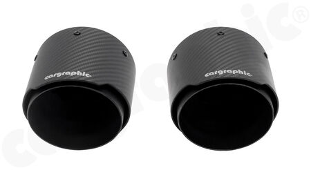 CARGRAPHIC Sport Tailpipe Set - - 2x 114mm round<br> 
- <b>Visual-Carbon Matt finish / CARGRAPHIC Logo</b><BR>
- with stainless steel liner <b>matt-black</b><BR>
<b>Part No.</b> CARP82GT4ER2114KEVTPCG