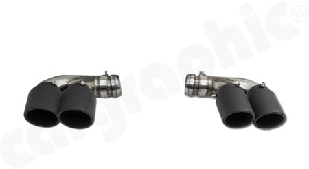 CARGRAPHIC Double-end Sport Tailpipe Set - <b>- Carrera S Look -</b><br>
- 4x 89mm round, rolled-in<br>
- <b>Matt-Black Thermopaint</b><br>
<b>Part No.</b> CARP912ERKITTP