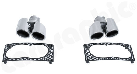 SALE - CARGRAPHIC Sport Tailpipe Set - 2x Ø90mm Tailpipes, round<br>
- with grill insert set<br>
- for Lamborghini Gallardo 5,0l V10<br>
<b>Part No.</b> LAMBO013