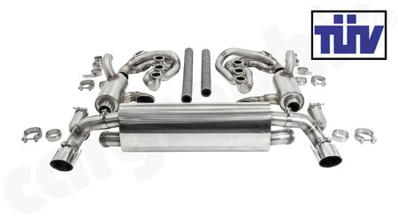 CARGRAPHIC GT Sport Exhaust System - - ID 45mm GT - Manifoldset<br>
- with heating<br>
- 2x 200 cpsi catalytic converters<br>
- <b>dual flow AQ</b> sport rear silencer<br>
- Tailpipe variations Left and Right<br>
- with TÜV certificate<br>
<b>Part No.</b> CARP64GTKITLHRH45