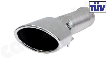 CARGRAPHIC Sport Tailpipe - - Version: 122x85mm, oval, slash cut, rolled in<br>
- Mirror Polished<br>
- with TÜV certificate<br>
<b>Part No.</b> CARP64ET2EROSRH