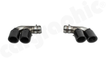 CARGRAPHIC Double-end Sport Tailpipe Set - <b>- Carrera S Look -</b><br>
- 4x 89mm round, rolled-in<br>
- <b>Visual-Carbon</b><br>
<b>Part No.</b> CARP912ERKITKEV