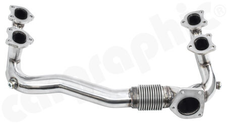 CARGRAPHIC Manifold - - fully made from SS304L lightweight stainless steel with integrated flex pipe<br>
- Primaries: 60x42mm<br>
- Secondaries: 2,25" / 57,15mm<br>
- Flange Turbocharger ID 65mm<br>
<b>Part No.</b> CARP82FKR