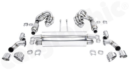 CARGRAPHIC GT Sport Exhaust System - - ID 42mm GT - Manifoldset<br>
- no heating<br>
- 2x 100 cpsi catalytic converters<br>
- <b>dual flow AQ</b> sport rear silencer<br>
- Tailpipe variations Left and Right<br>
<b>Part No.</b> CARP64GTKITLHRH01