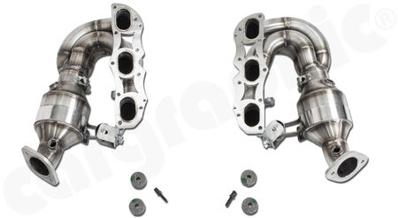 CARGRAPHIC Fächerkrümmersatz - - 2" / 50,80mm Primär-Rohrdurchmesser<br>
- 2x 100cpsi Ø120mm Inconel MS Katalysatoren<BR>
- NICHT OBD2-tauglich<br>
<b>Art.Nr.</b> PERP81FKR100INC