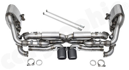 CARGRAPHIC Sport Exhaust System - - <b>GT3-look tailpipe center outlet</b><br>
- Cat-back system<br>
- with center silencer replacement X-pipe<br>
- and integrated exhaust valves<br>
- <b>SOUND / RACE SOUND Version</b><br>
<b>Part No.</b> PERP91KITXGT3CB