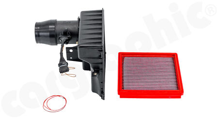 CARGRAPHIC Mass Air Flow Sensor Kit - - Mass Air Flow Sensor with OEM air filter housing<br>
- Wiring loom<br>
- CHIP DME / ECU specifically available<br>
<b>Part No.</b> MFSKITP64OE