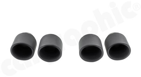 CARGRAPHIC Double-End Tailpipe Set - - 2x 100mm round, rolled in, slash-cut<br>
- with perforated insert<br>
- <b>Matt-Black Thermopaint</b><br>
<b>Part No.</b> CARP71ER40RTP