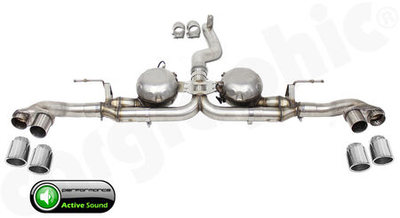 CARGRAPHIC Active Sound System - - Rear silencer replacement pipe <br>
- with 2x 89mm double tailpipes <br>
- with <b>double</b> sound modules<br>
<b>Part No.</b> PERF26DSMER4