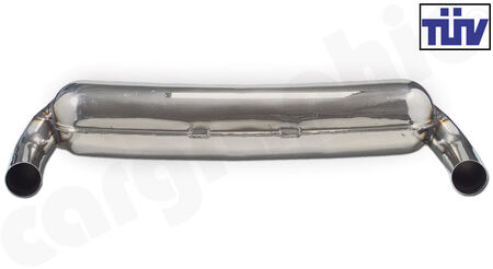CARGRAPHIC Sport Rear Silencer - - Inlet: <b>Single flow</b><br>
- Outlet: <b>Left and Right</b> with <b>85mm</b> Tailpipe - 964 / 965 Look<br>
- <b>SOUND VERSION with TUEV Certificate</b><br>
<b>Part No.</b> CARP64SS85